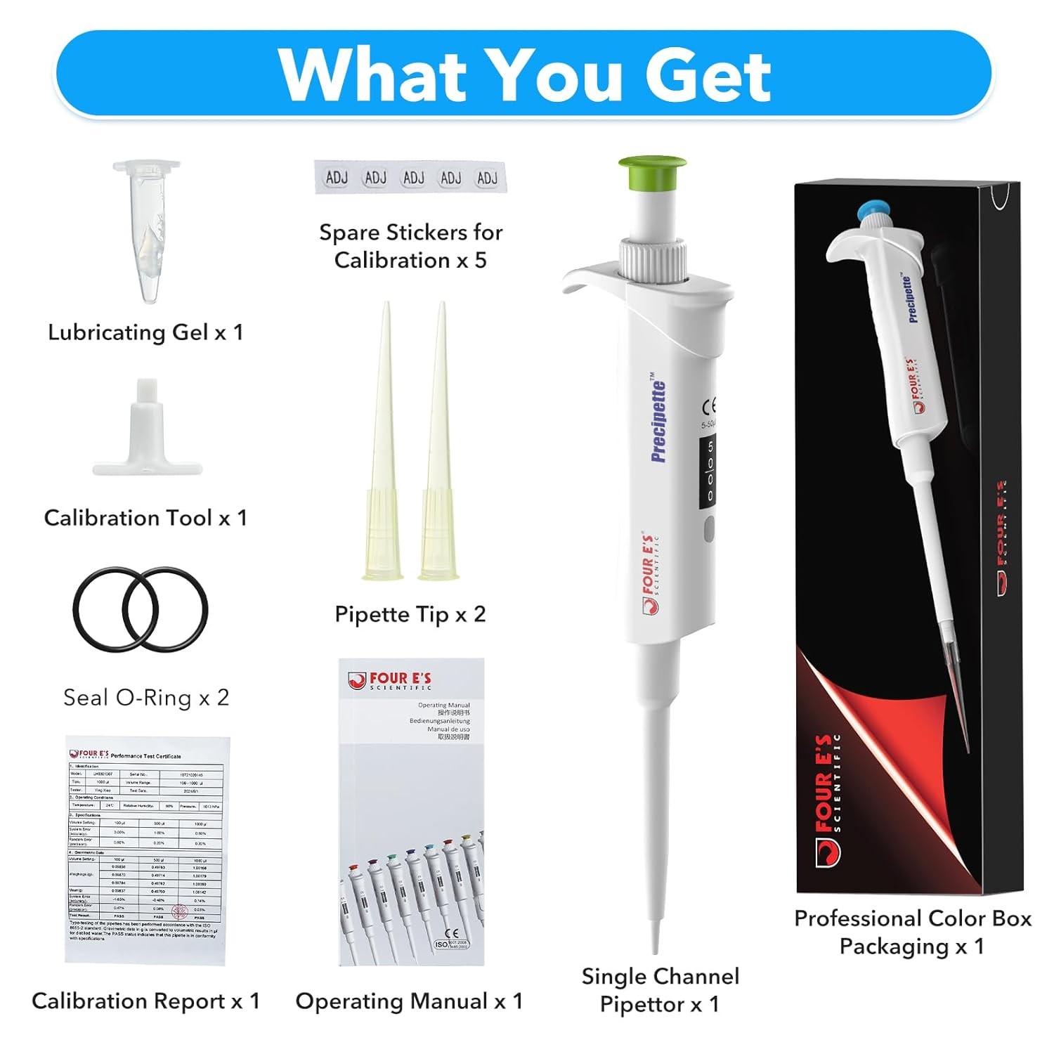 Adjustable Volume Single Channel Pipette Micropipette Pipettor Holder 0.1ul-10ml