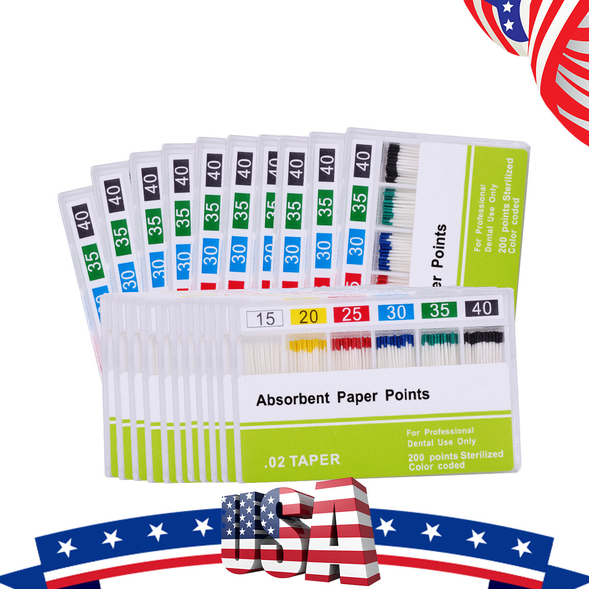 AZDENT Dental Endo Absorbent Paper Points 0.04/0.02 15-40#/Gutta Percha F1 F2 F3
