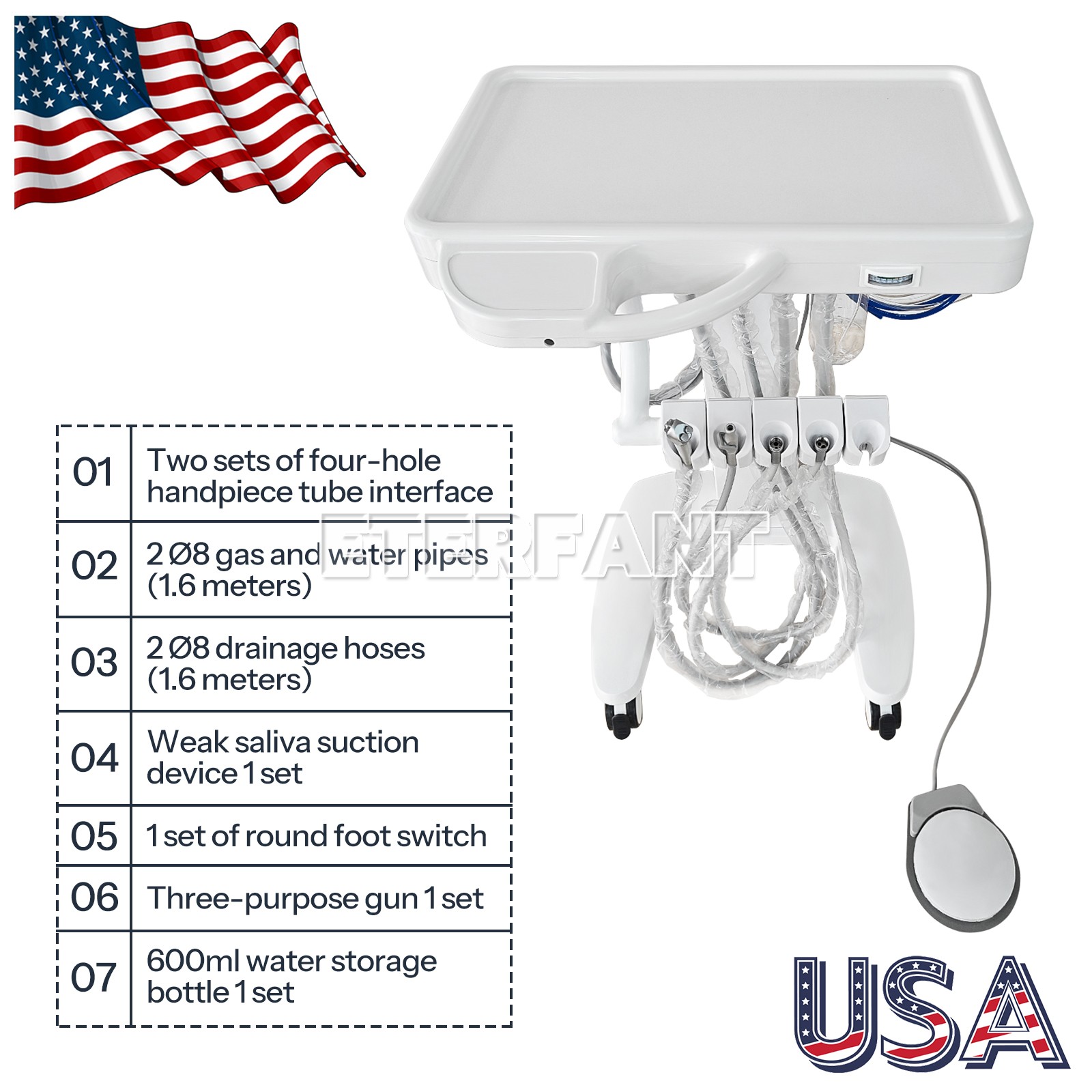 Mobile Cart Dental Delivery Unit System/Electric Suction Machine Vacuum System