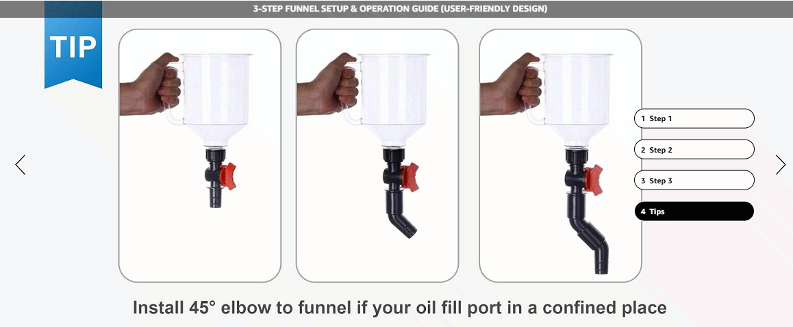 Spill Proof Oil Funnel Kit w 12 Adapters Magnetic Boards Valve Universal Fit