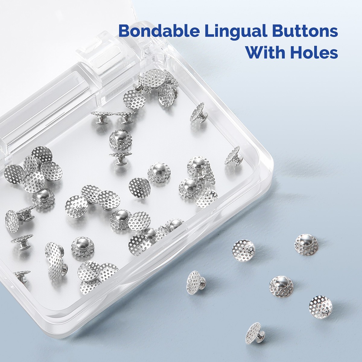 50pcs AZDENT Dental Orthodontic Bondable Hole Lingual Buttons Round Base