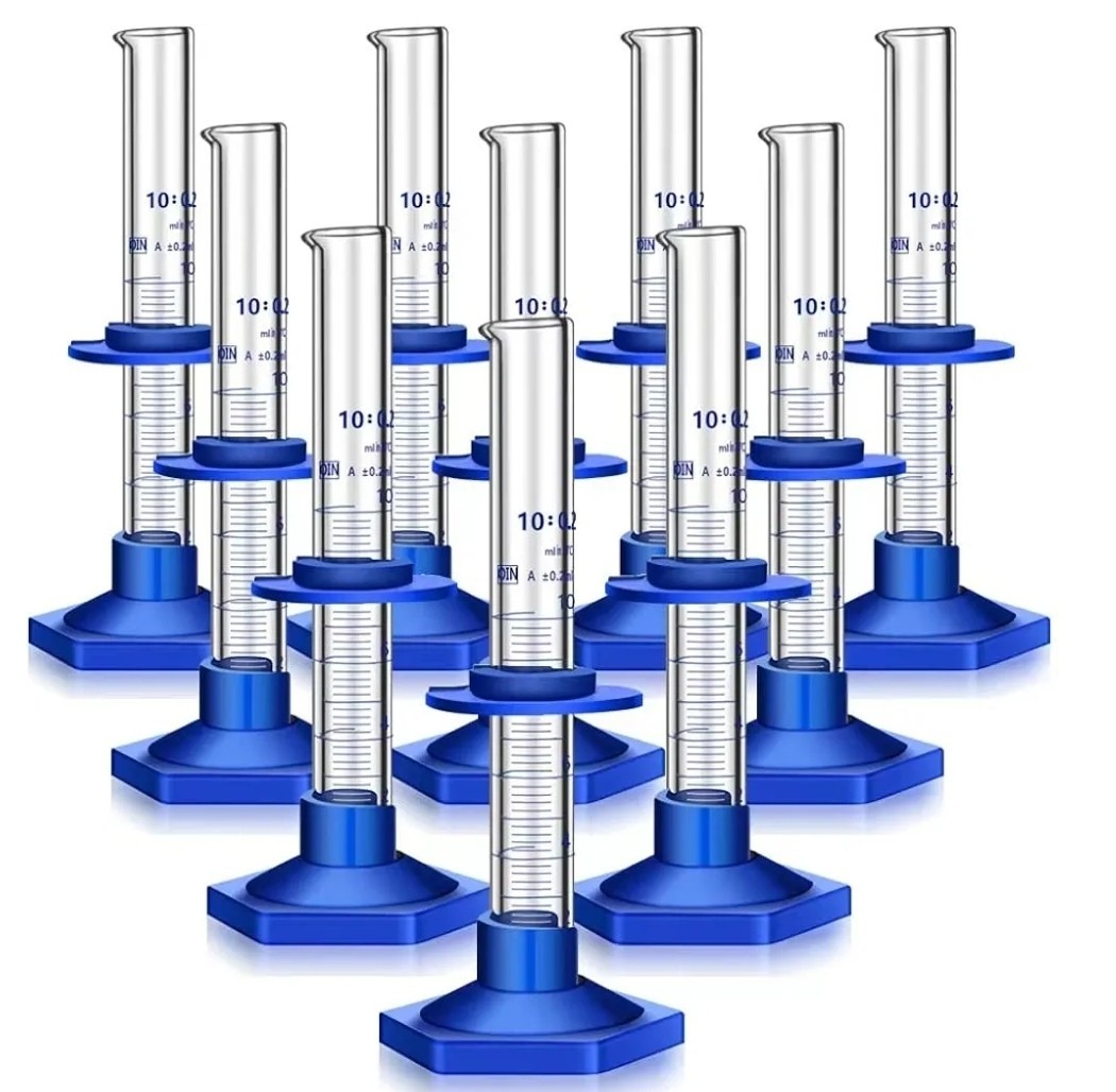 10 Pcs Graduated Cylinder 10ml Measuring Cylinder Borosilicate Glass Thick