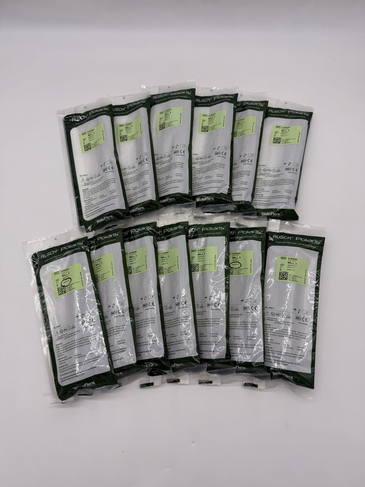 RUSCH Polaris Fiber Optic Laryngoscope MILL 3, 13 pack 4150030. Expired 2025