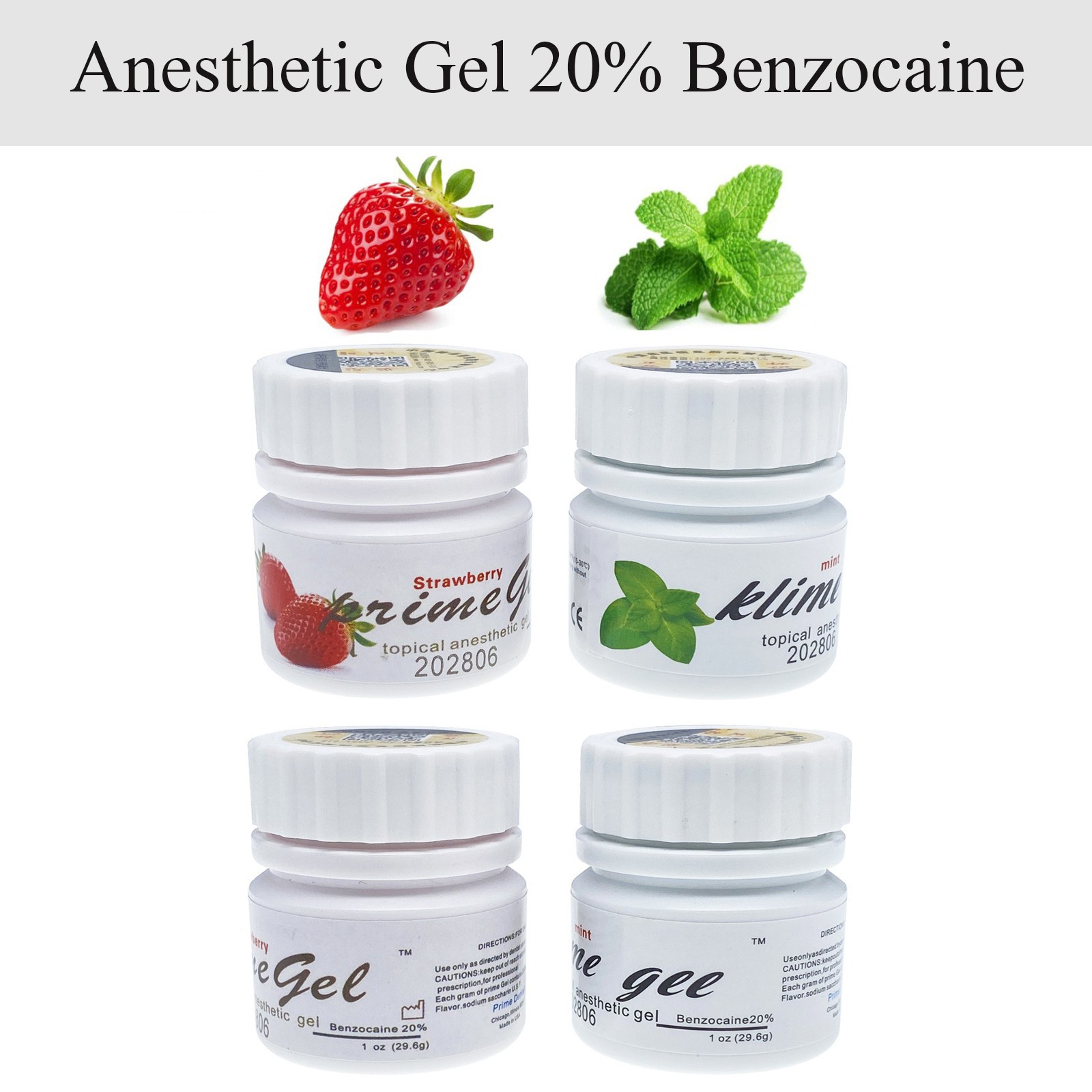 Dental Topical Anesthetic Gel 20% Benzocaine 1oz Jar Strawberry/Mint Exp 06/2028