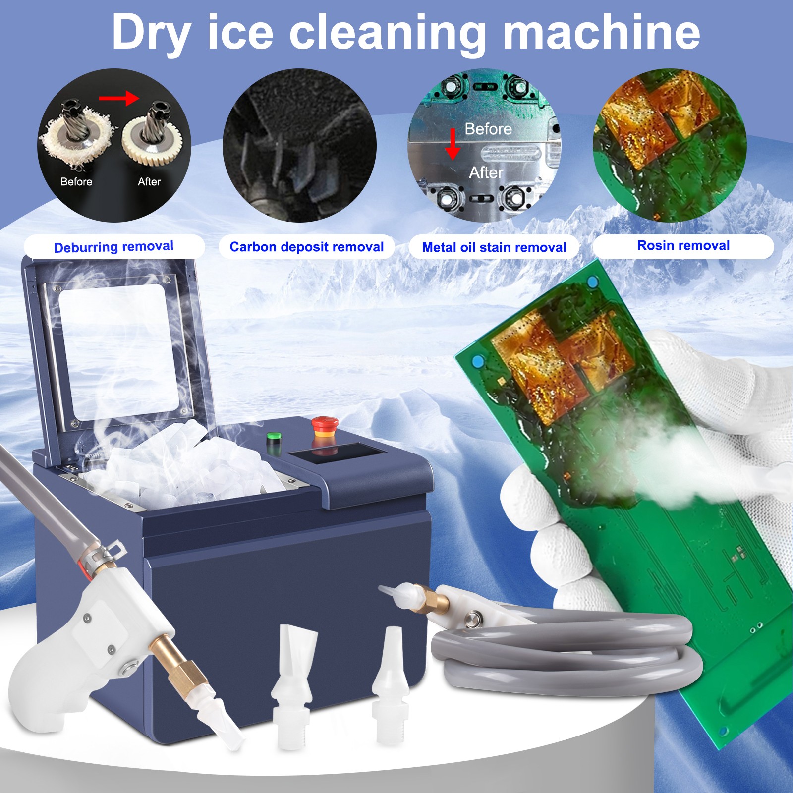 Dry Ice Cleaning Machine Blasting Machine For Clean PCB Board Glue Plastic Burr