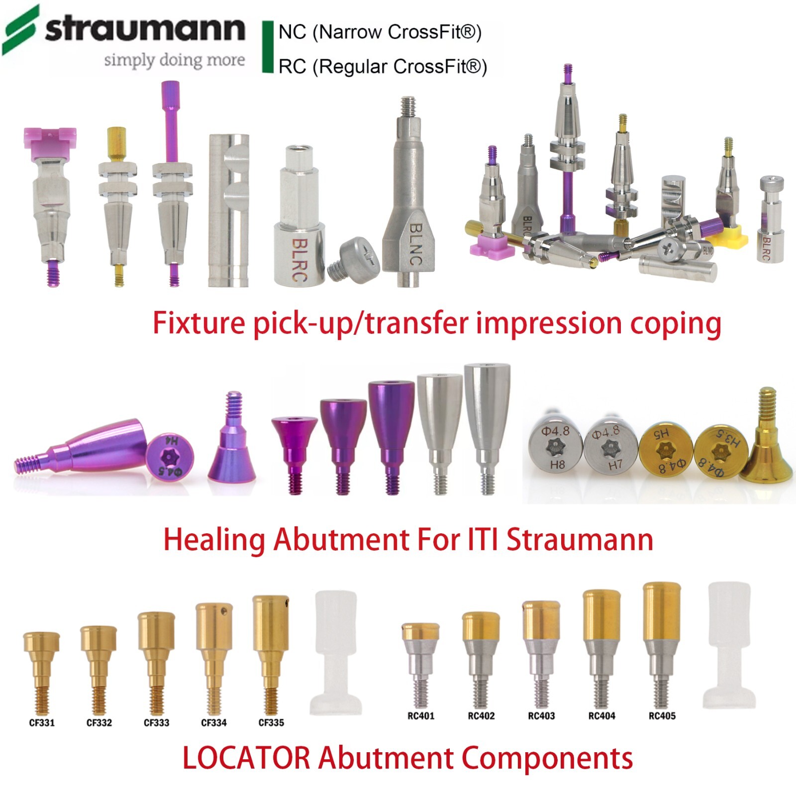Hiossen/Nobel/Straumann Open/Closed Tray Posts Healing & Locator Abutments Caps