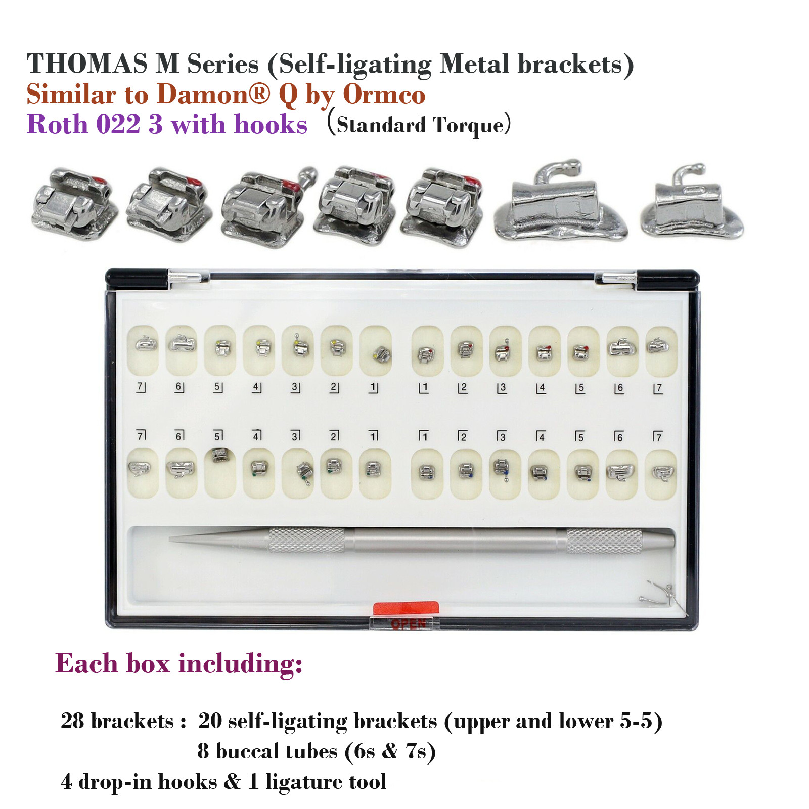 Dental Orthodontic Bracket Metal Braces Mini Standard Roth MBT 022 018 Damon Q