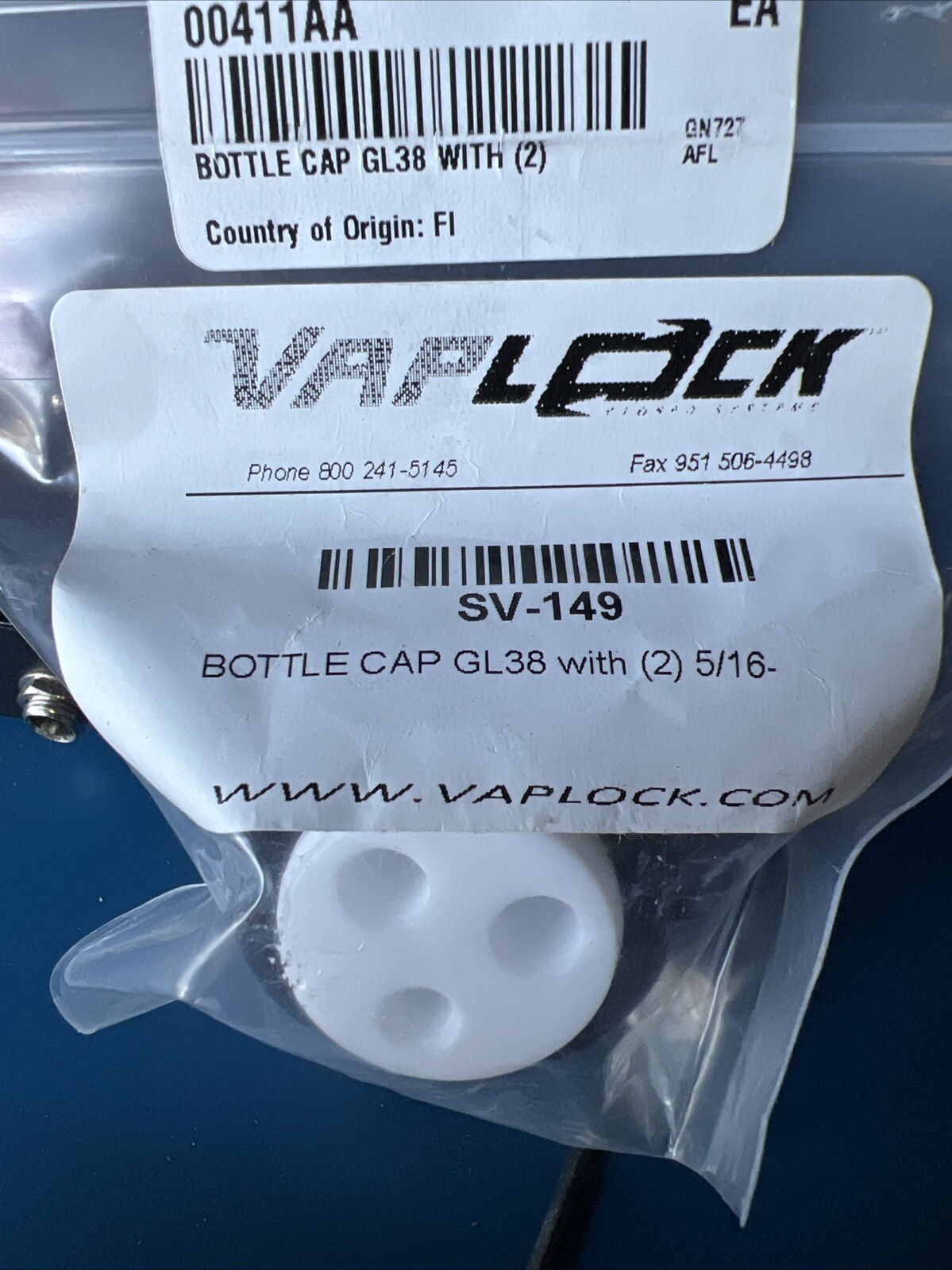 NEW VAPLOCK SV-149 GL38 Bottle Cap for Solvent Delivery 2×5/16” Ports 1×1/4-28