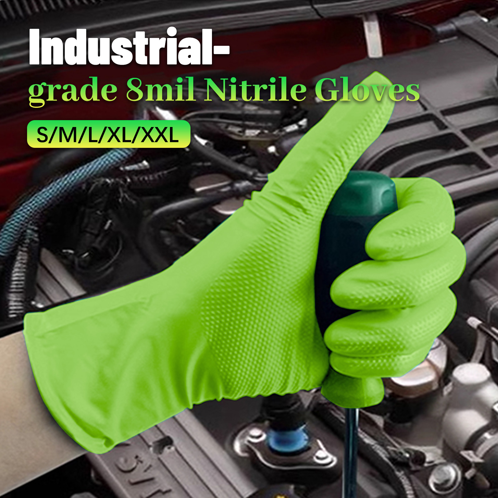 8 Mil Nitrile Gloves 100 Pack Heavy Duty Industrial Work Repair Latex Free Large