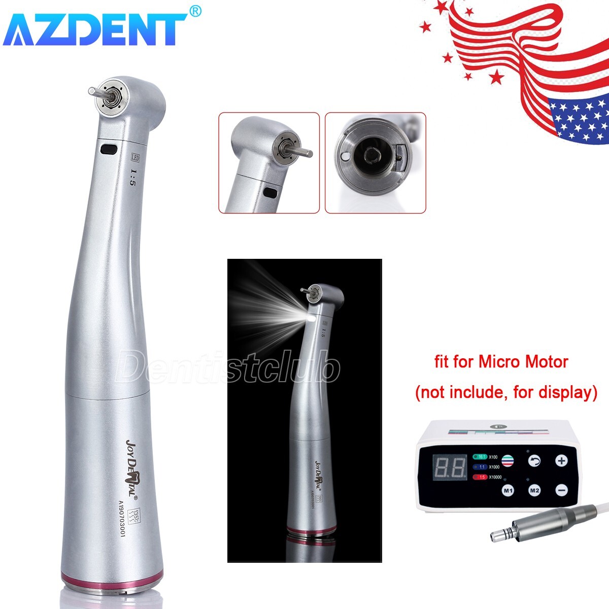 AZDENT Dental Electric Micro Motor Brushless LED 1:5/1:1/16:1/1:4.2 Handpiece