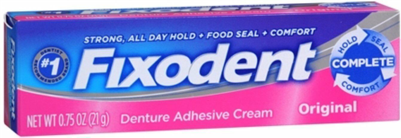 Fixodent Denture Adhesive Cream, Original. Case of 24 – .75 oz. tubes