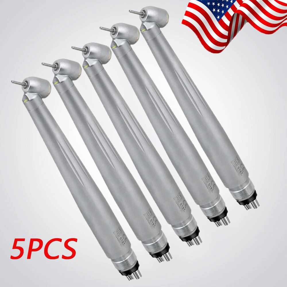 5PC Dental 45° Degree Surgical High Speed Handpiece Push Button Single Spray 4H
