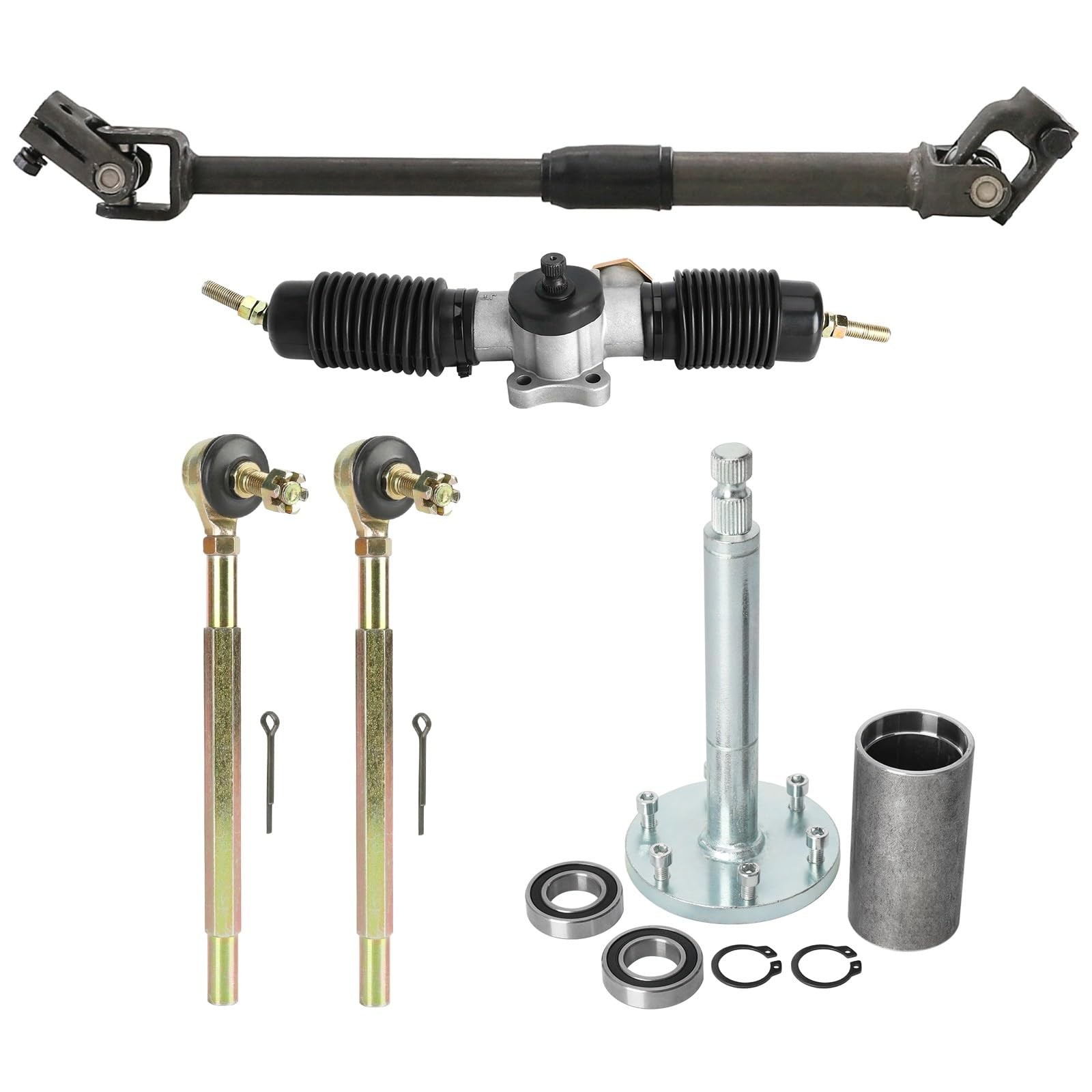 Metal 420mm Rack Pinion Steering Kit with Shaft Tie Rod Holder for Go Kart Buggy
