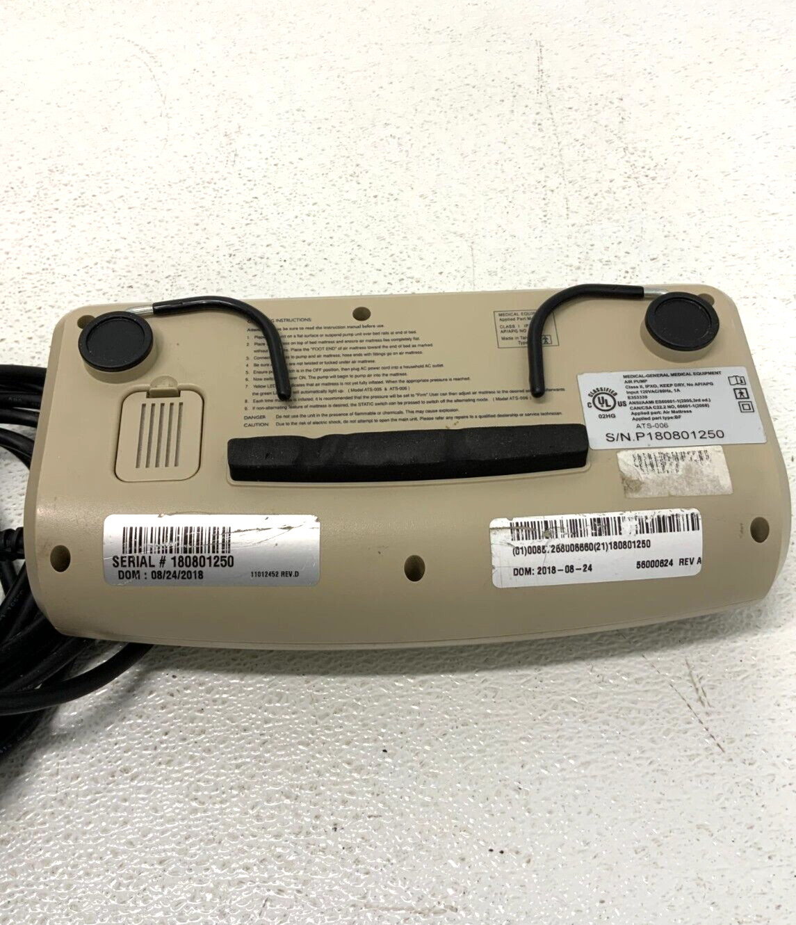 Joerns ATS-006 Convertible Controller LAL Low Air Loss Bed Mattress Pump Only