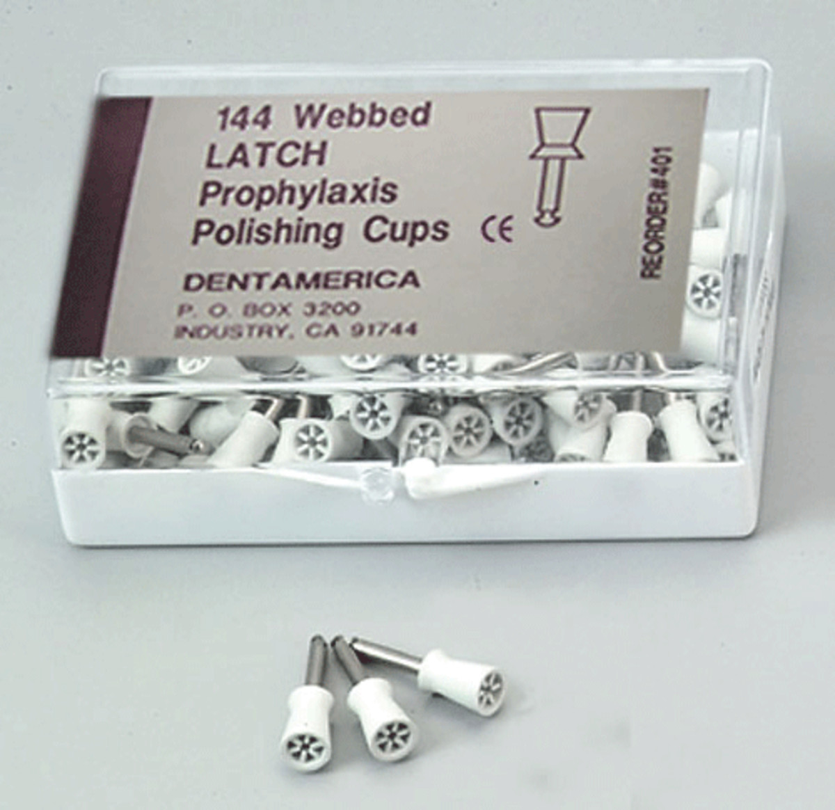 PROPHY CUPS LATCH (RA) WEB MED-SOFT 144/PK-DENTAMERICA