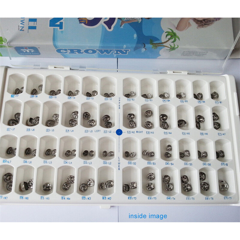 Dental Molar Crown teeth Kit Preformed Stainless Steel Kids/Adult Crowns 48/96Pc