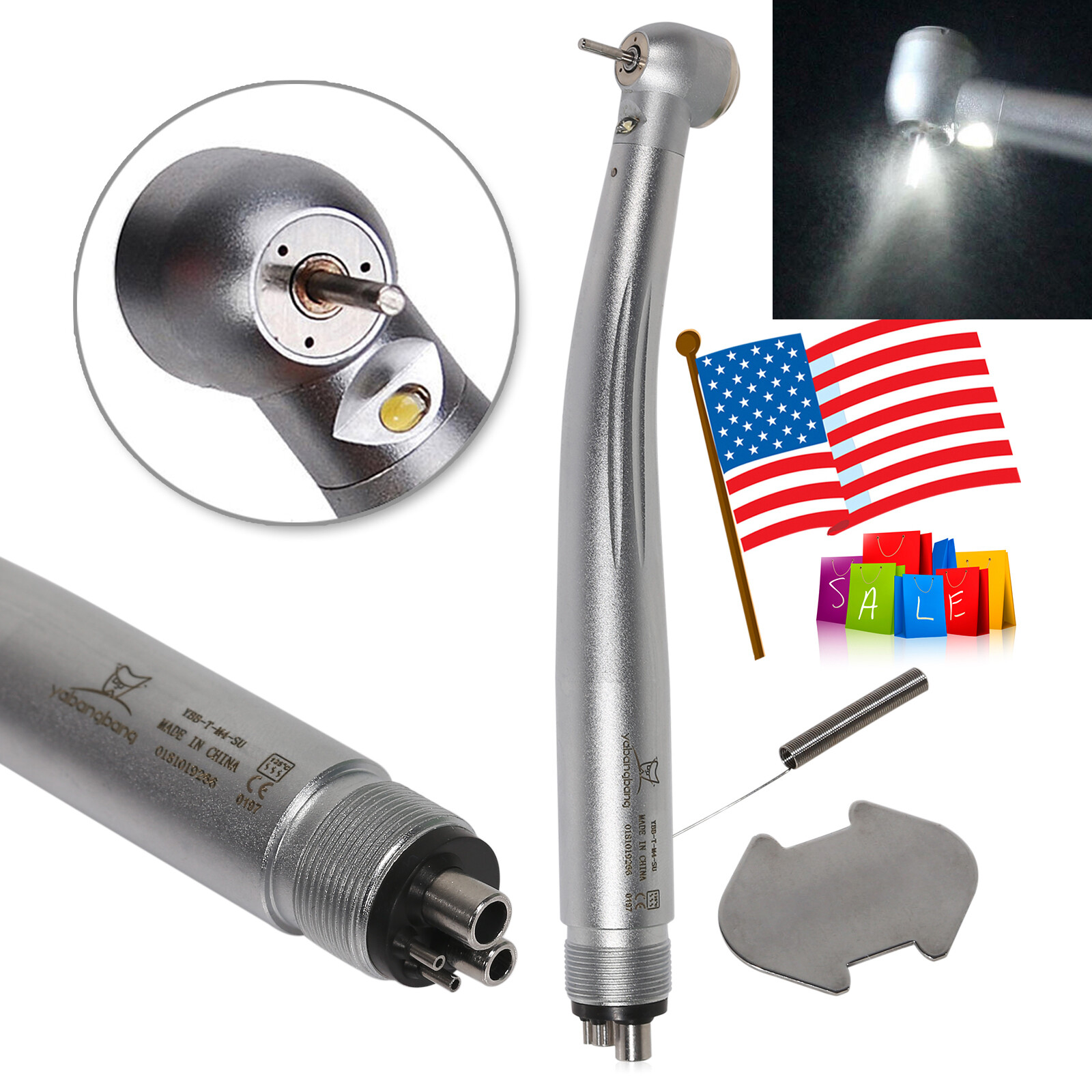 Yabangbang LED E-generator High Speed Handpiece 3 Spray NSK Style YBM/YBB Dental