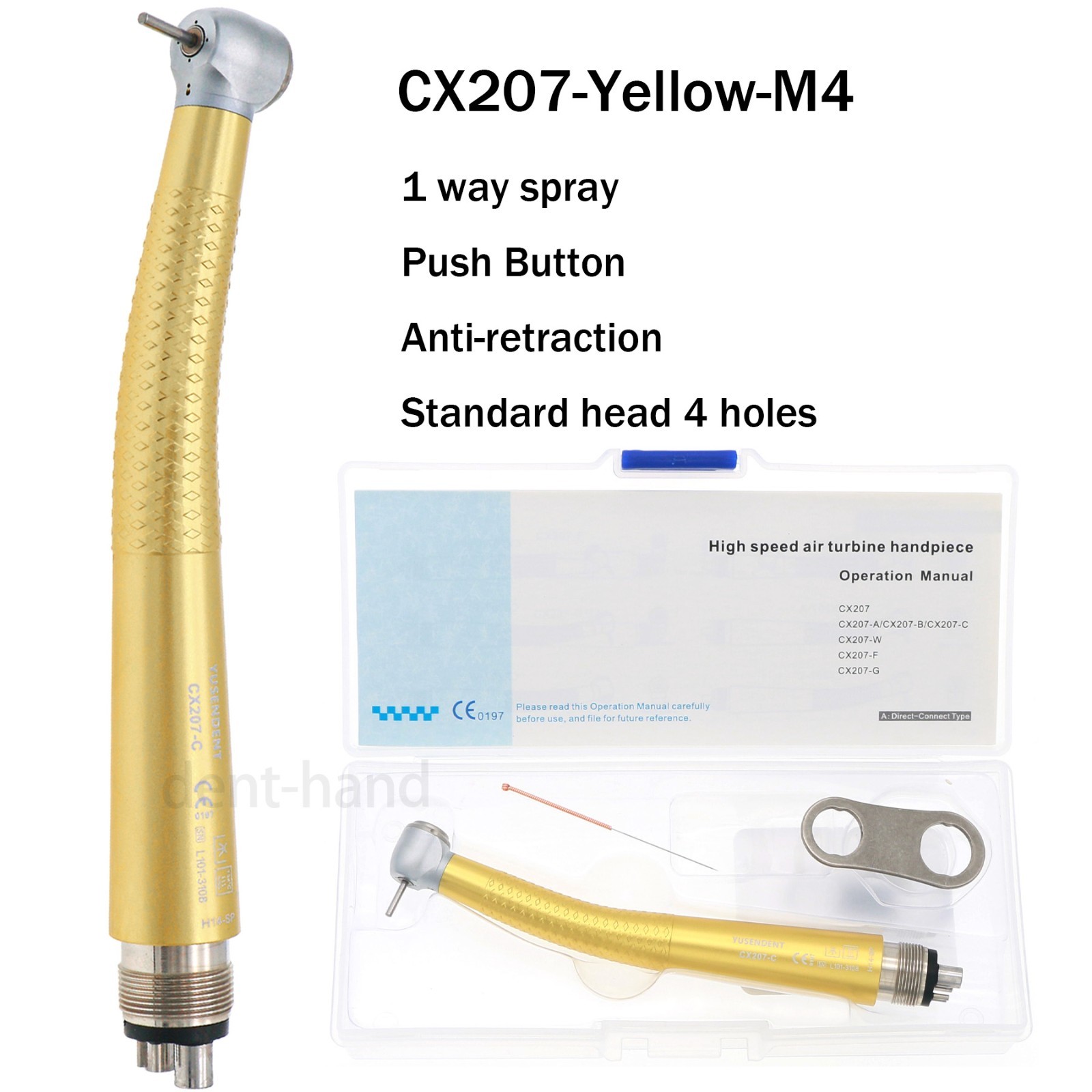 US COXO Dental High Speed Handpiece Air Turbine Anti-retraction 4 Hole Colorful