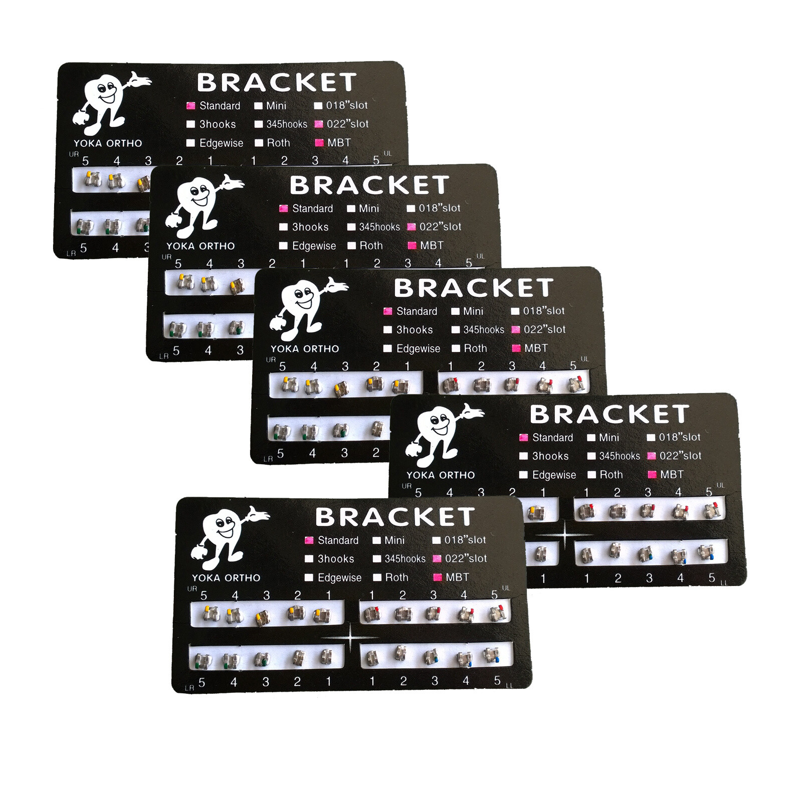 YOKA Dental Ortho Metal Brackets Braces Mini/Standard Roth/MBT 022/018 3/345 H