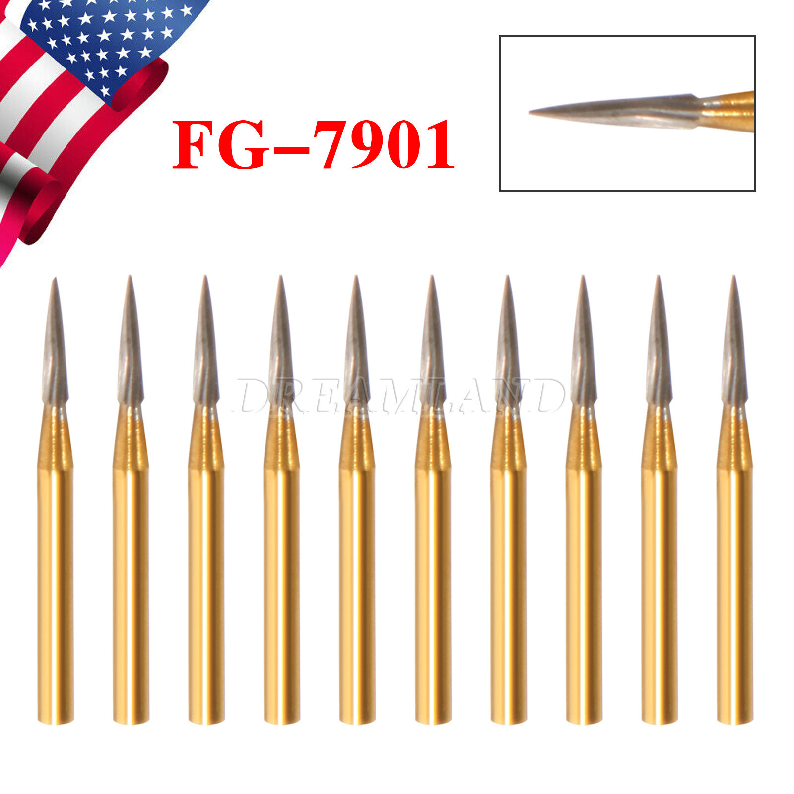 USA Dental Carbide Burs FG Round 19mm/Surgical Burs 25mm 40 Types For High Speed