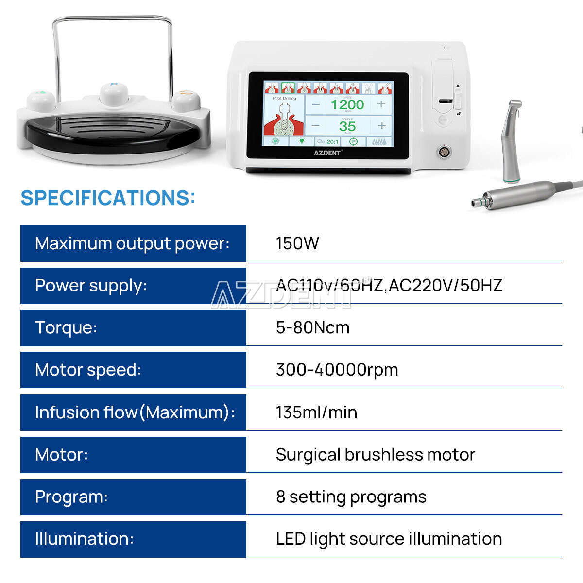 Dental Touch Implant System Surgical LED Motor Brushless /20:1 Implant Handpiece