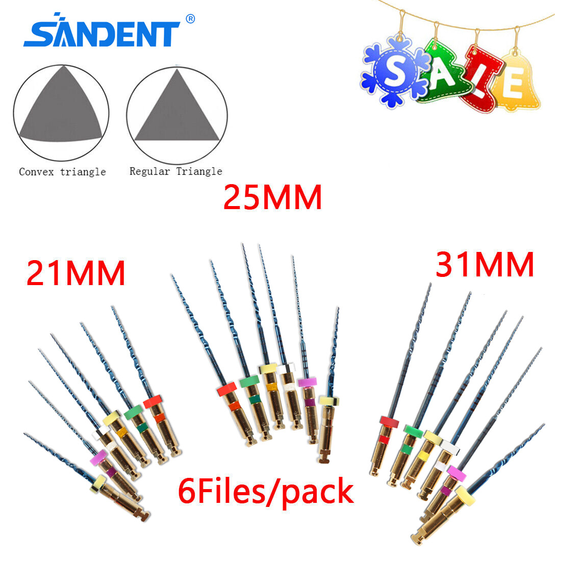 SANDENT Dental NiTi Endo Engine Use Root Canal Rotary Files 21mm/25mm/31mm