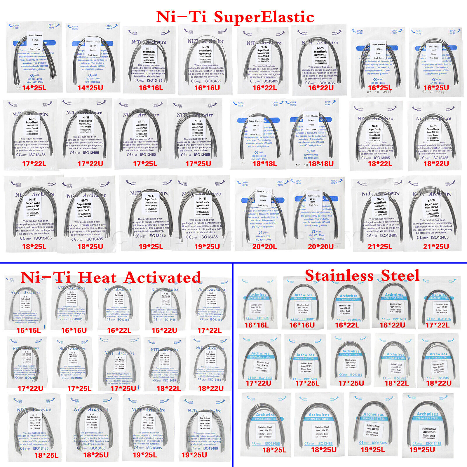 Dental Orthodontic Arch Wire Heat Thermal Activated /Niti/Stainless Steel AD