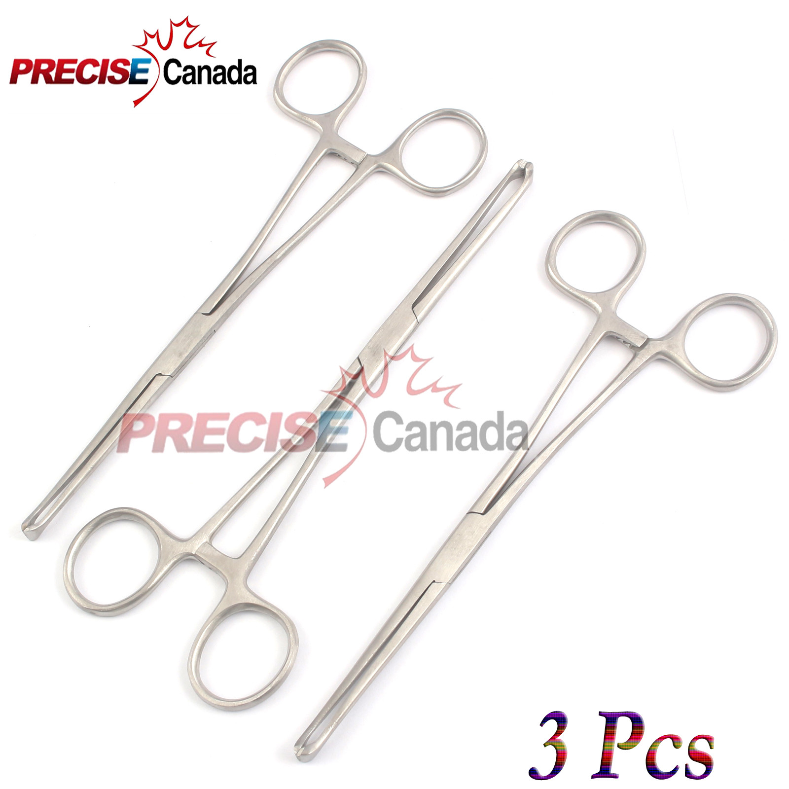 PRECISE CANADA 3 PC Hemostatic Allis Forceps Straight 6″ 4×5