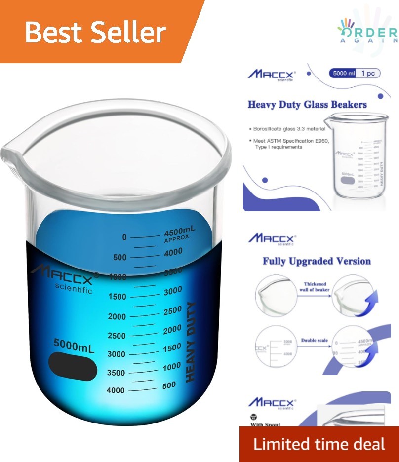 170oz Borosilicate Glass Beaker 5L Lab Equipment Low Form with Graduations
