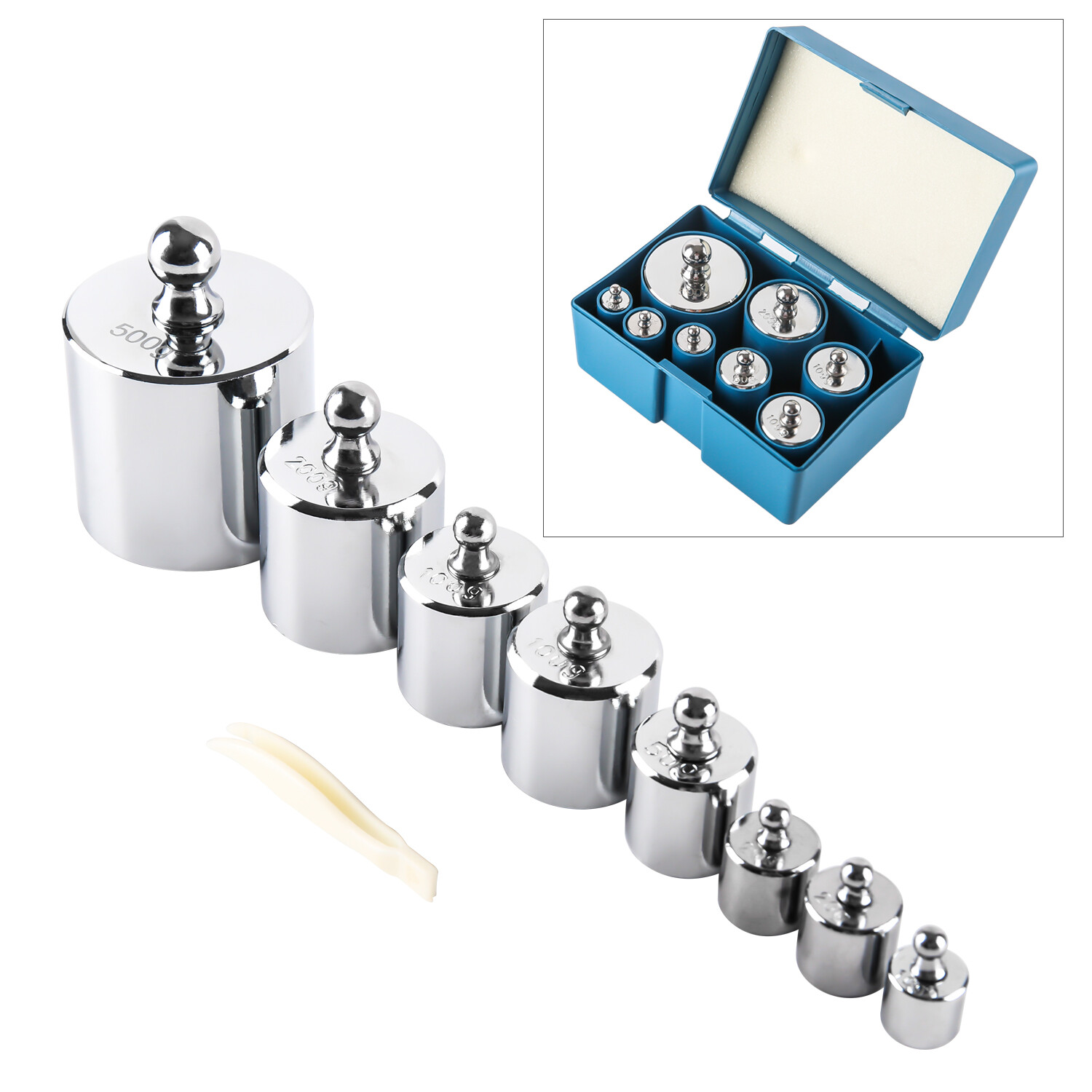 8 PCS 1000g 1kg Calibration Weight Set w/ CS500 500g x 0.1g Digital Pocket Scale