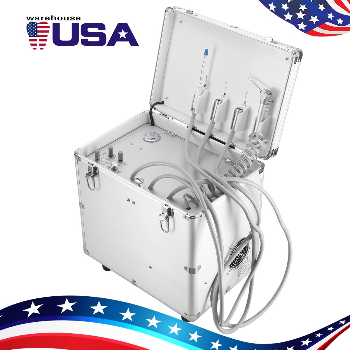 Dental Portable Mobile Delivery Unit System With Suction Air Compressor 4Hole
