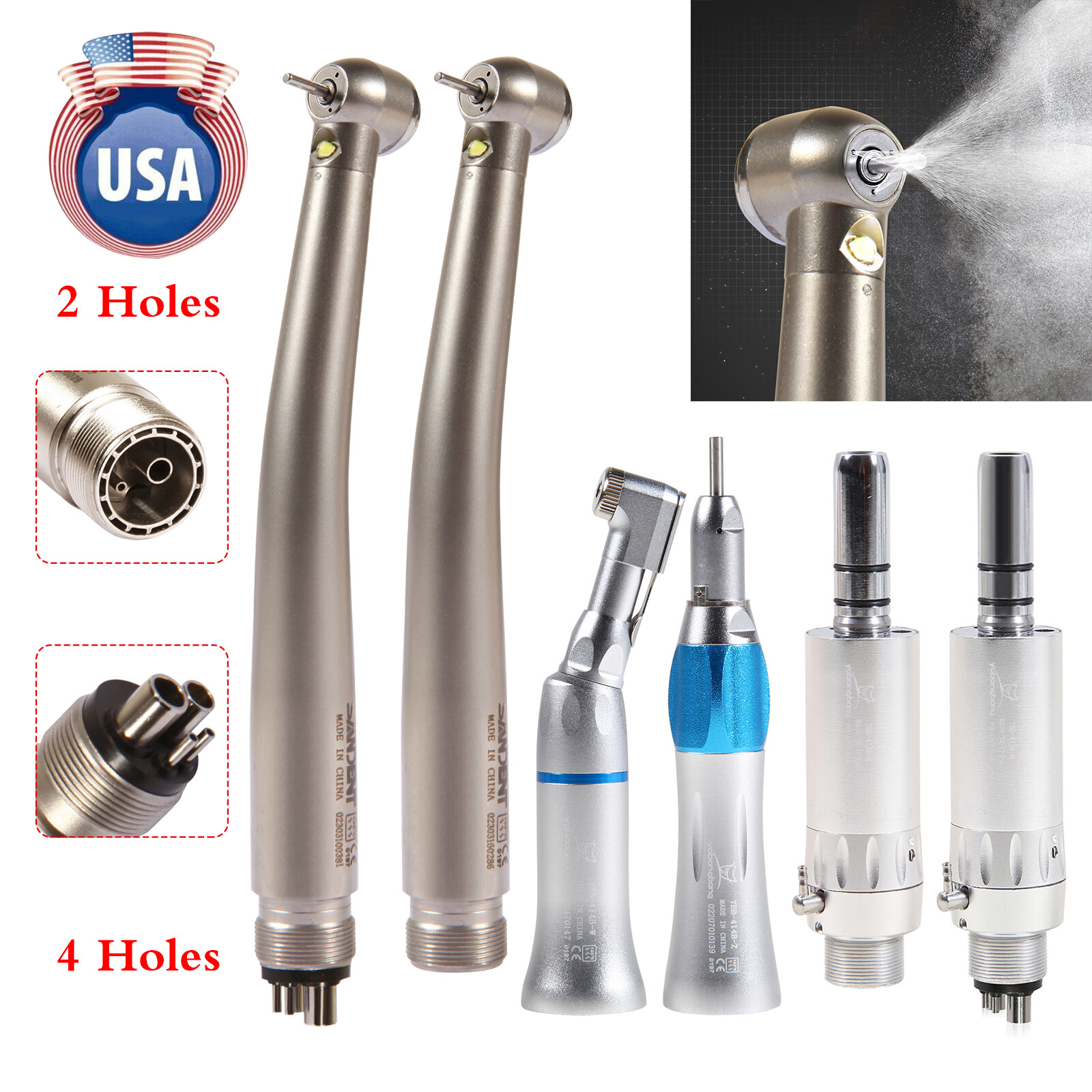 NSK Style Dental Pana Max LED High low Speed Handpiece Air Turbine kit 2/4 HoleS