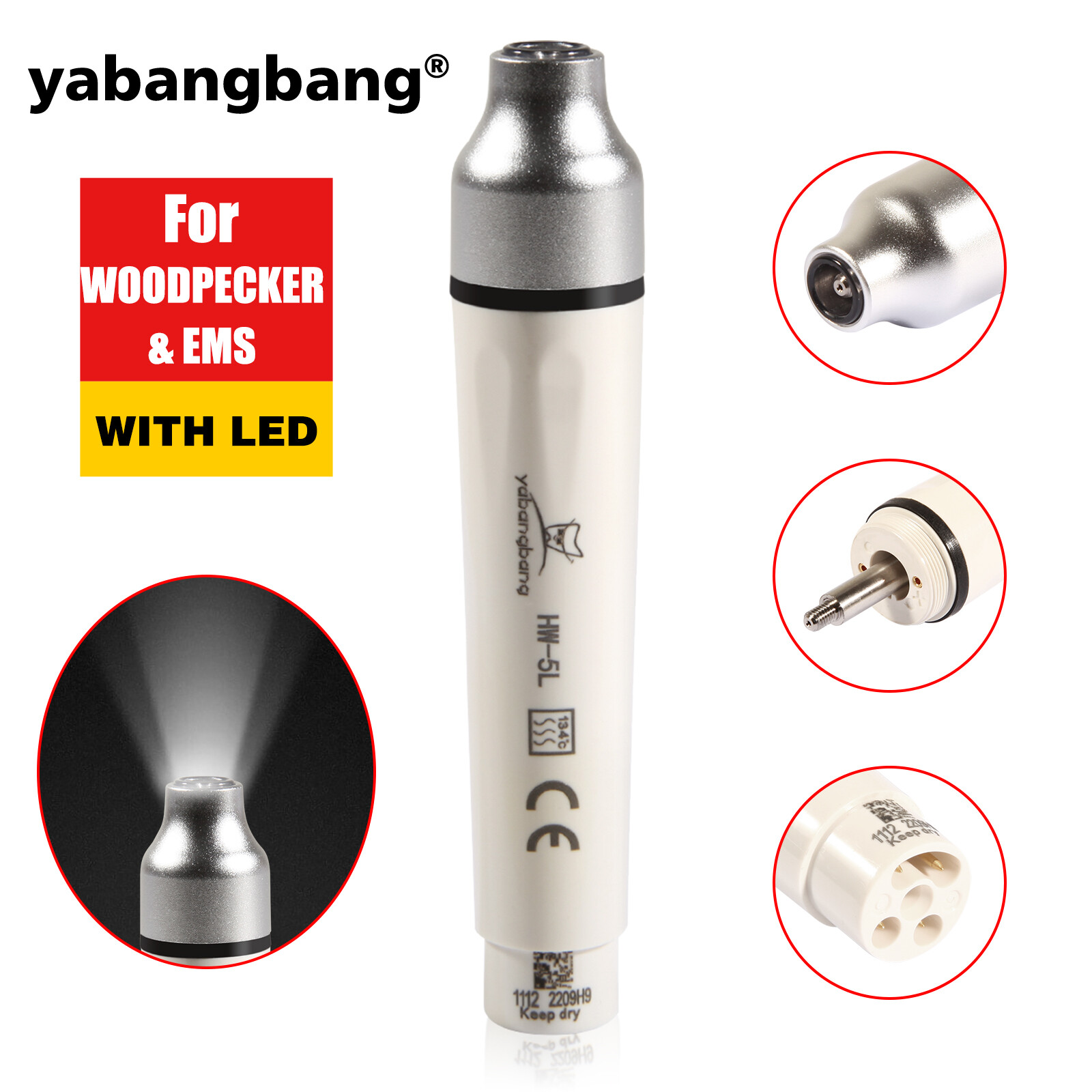 US HW-5L Dental LED Scaler Detachable Handpiece G1 G2 P1 Tips fit EMS