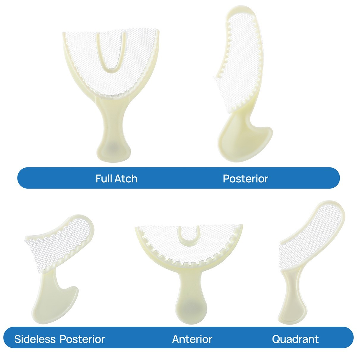 30Pcs/Bag Dental Disposable Triple Impression Bite Registration Trays F/A/P/Q/S
