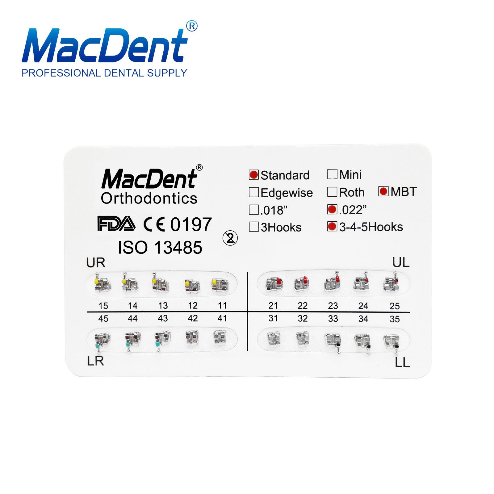 MacDent Dental Orthodontic Braces Bracket Mini Roth.022 Hook345 Arch Wire Nature