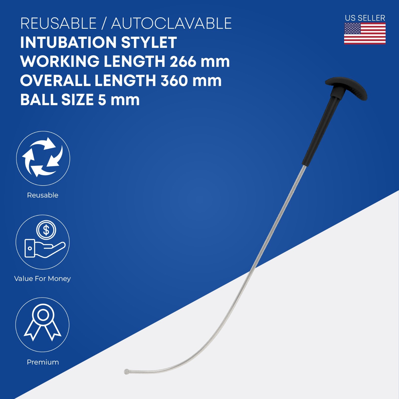 Reusable Intubation Stylet – 12.5″ (31.7cm) Anesthesia Instruments