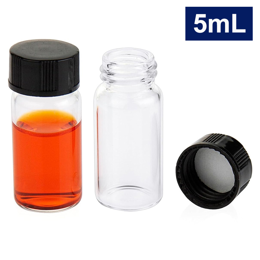 100*5ML Mini Liquid Sample Bottle&Screw Caps,Lab Vial Containers,for Perfume Oil