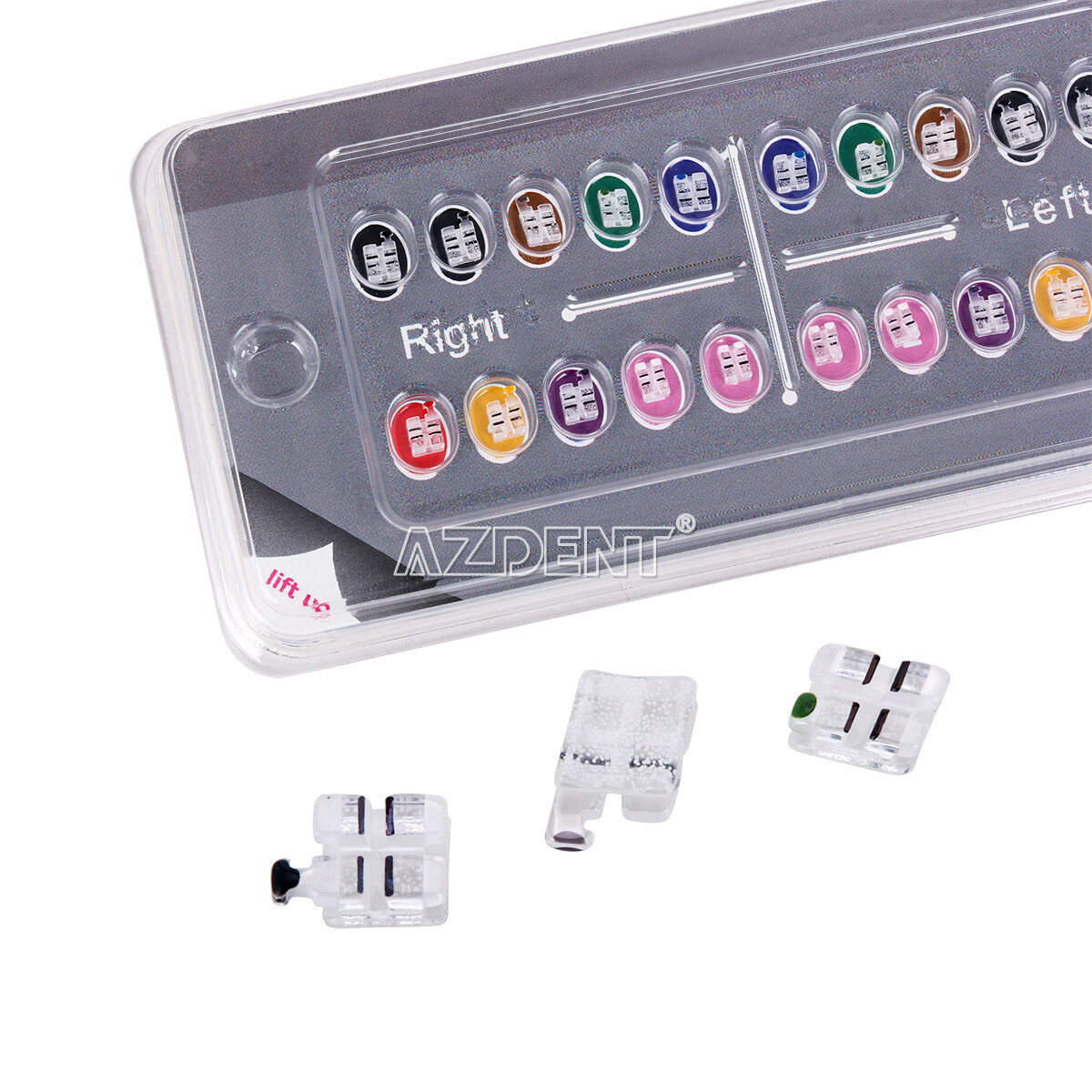 AZDENT Dental Orthodontic Clear Ceramic Brackets Braces Mini Roth.022 Hooks 345