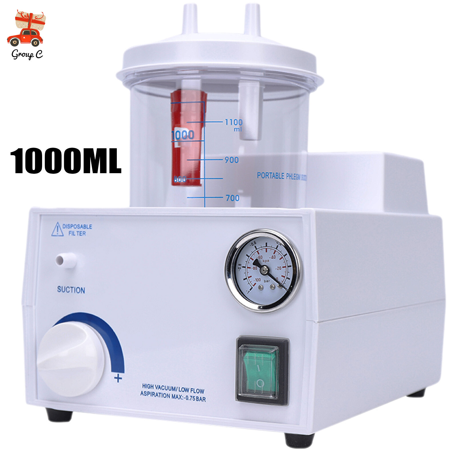 Medical Vacuum Phlegm Portable Quiet Suction Unit Emergency Aspirator Machine!