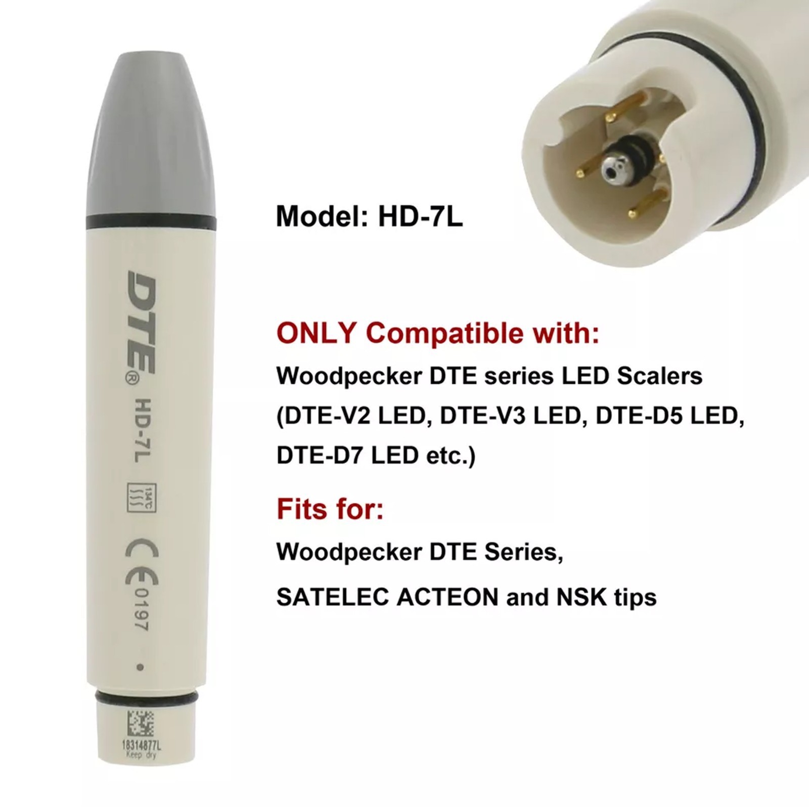 Woodpecker Dental Ultrasonic Scaler LED Handpiece DTE UDS Tips G1 P1 GD1 PD1