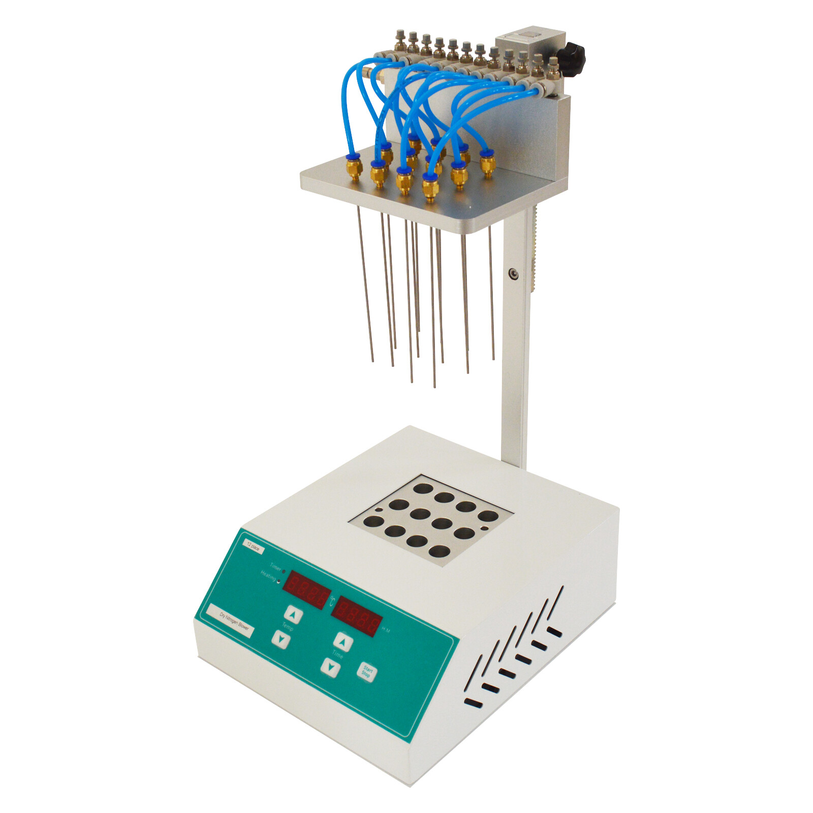 110V 60Hz 12-hole Dry Nitrogen Blower Sample Concentrator 200W 5℃-150℃ ≤±0.5℃