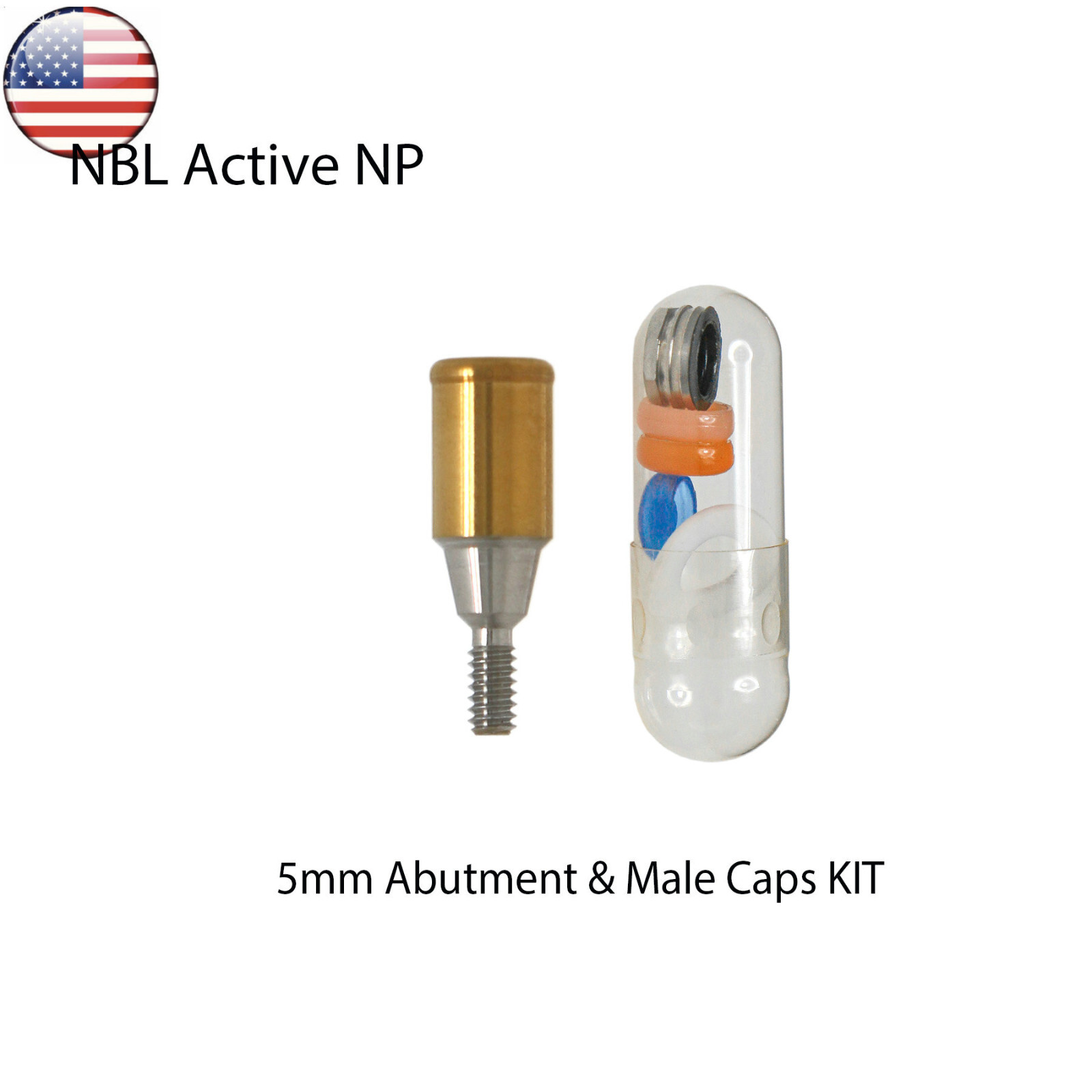 US Dental Attachment Locator Abutment for Nobel Biocare NP/RP 1-5mm Caps Kit