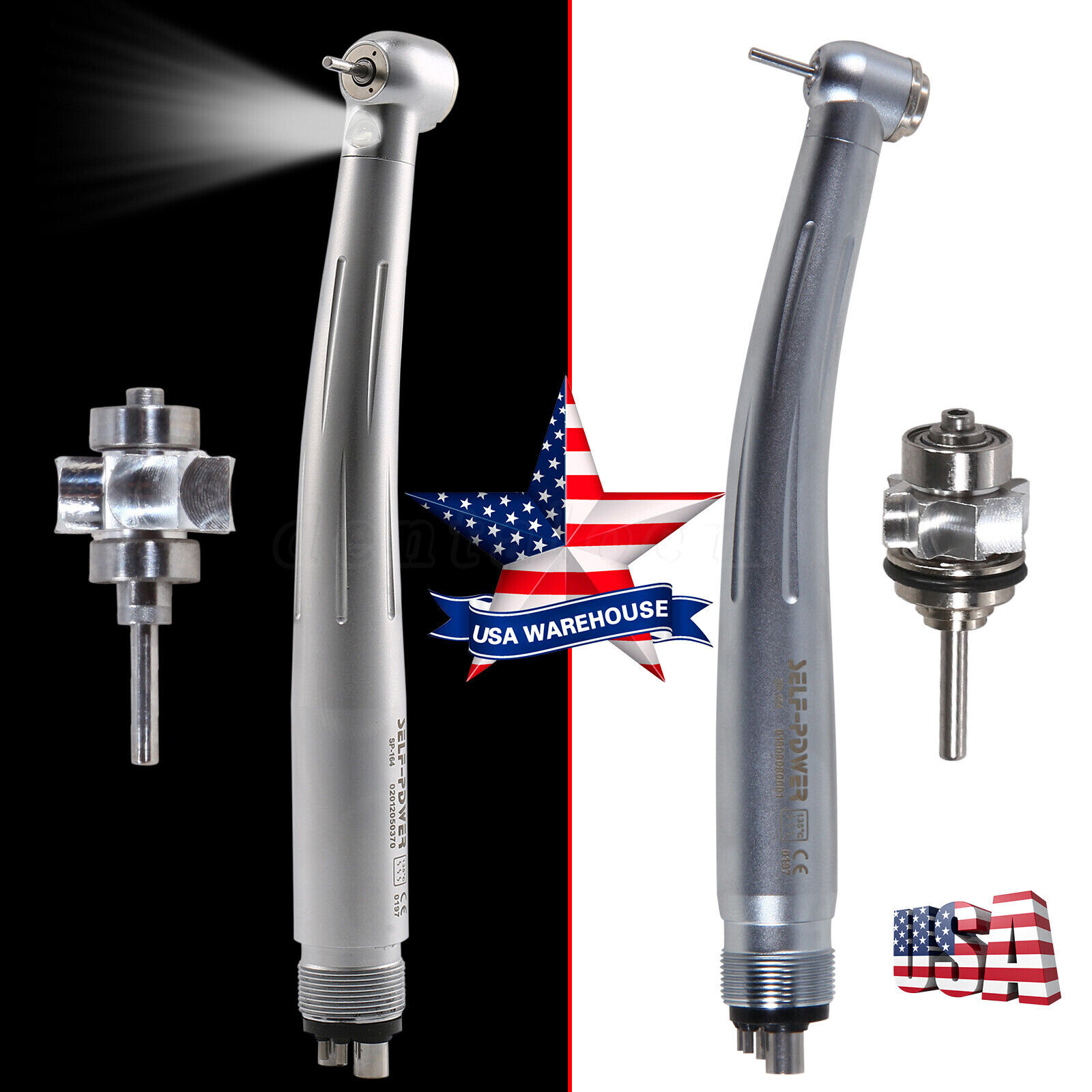 SELF-POWER Dental No-LED / LED E-generator High Speed Handpiece 4Hole Turbine