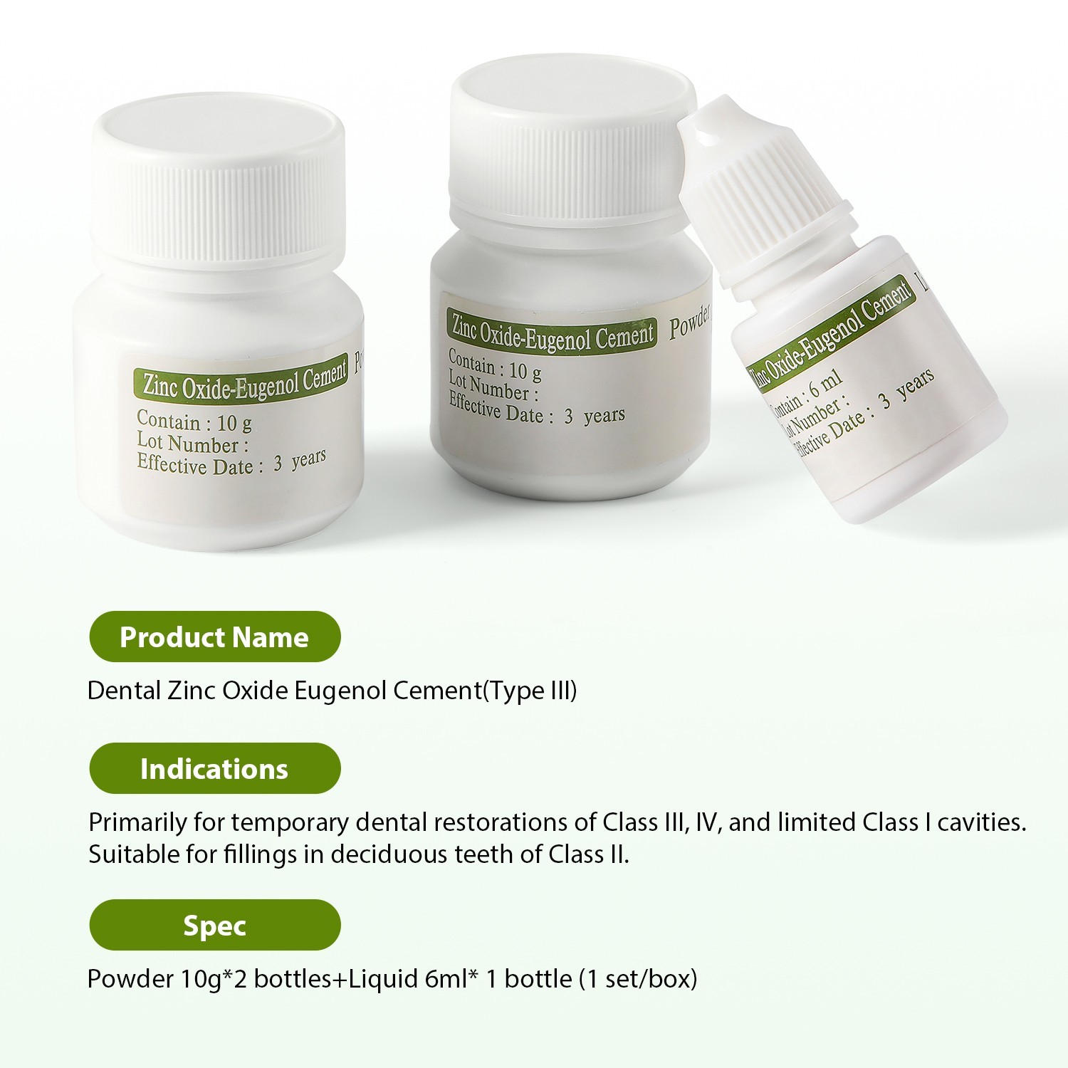 Dental Zinc Oxide Eugenol Cement Kit For Dental Use Self-Curing Type III