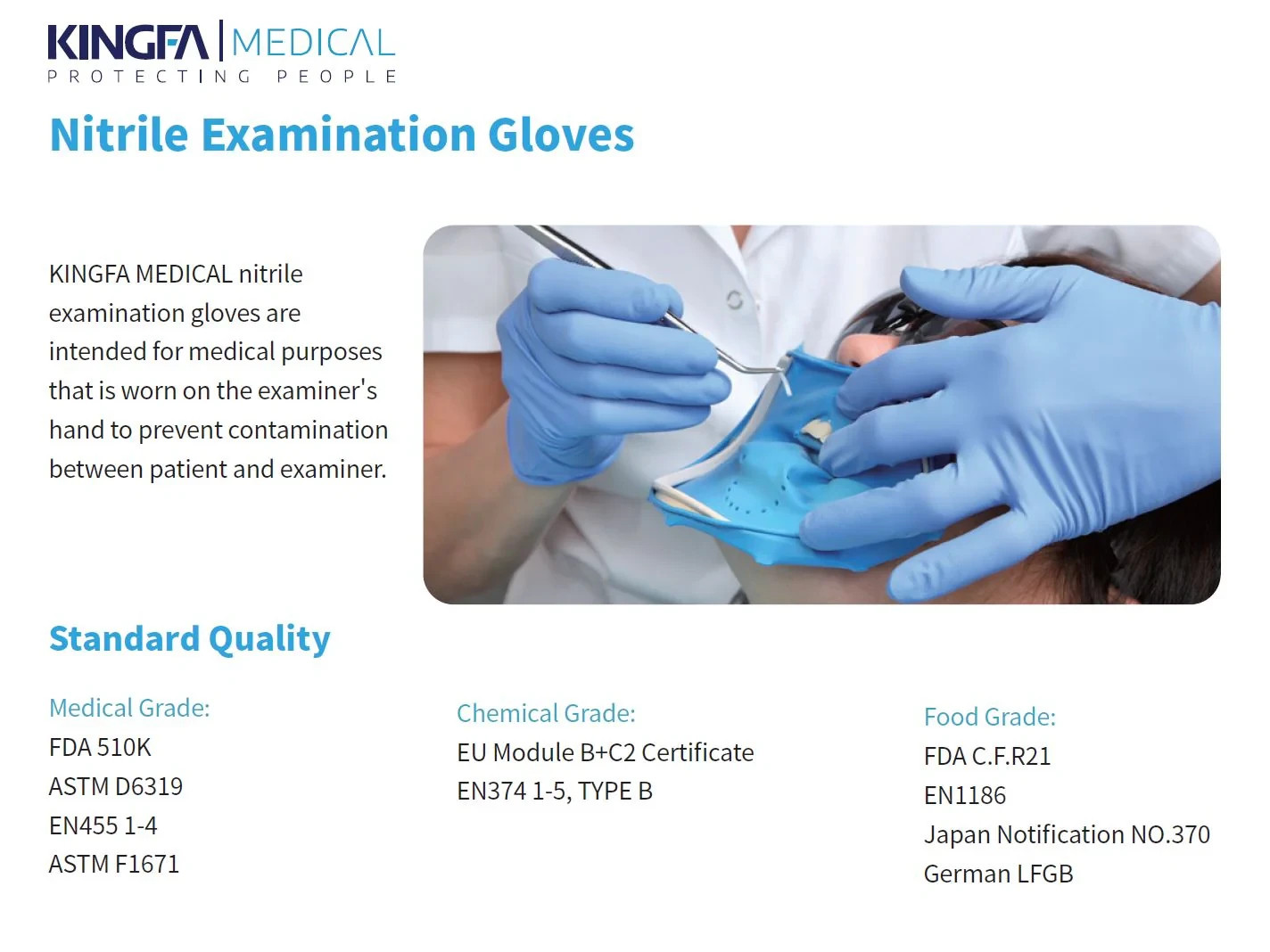 KingFa Powder Free Nitrile Exam Gloves ASTM D6319-19 100PCS 200pc, 500pc, 1000pc