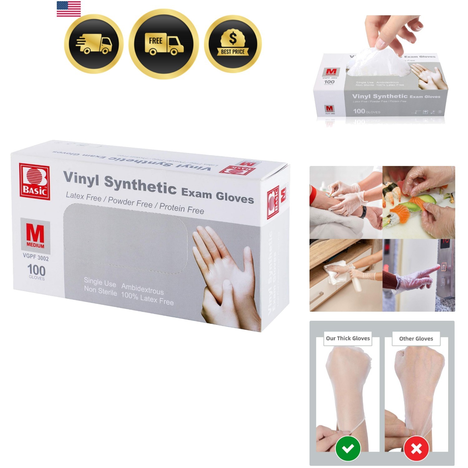 Disposable Medical Clear Vinyl Exam Gloves Industrial Gloves – Latex-Free & P…
