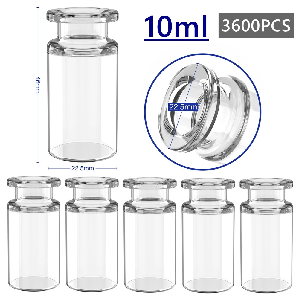 3600 PCS 10ml Headspace Vials Clear Glass Bottle 20mm Crimp top Flat Bottom HPLC