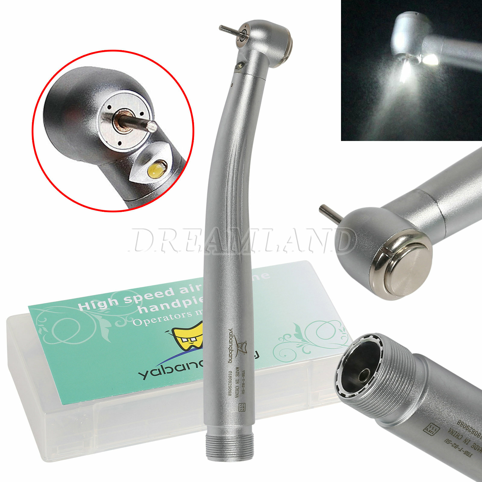 Dental High Speed/ LED E-generator Handpiece Push Button Turbine 4Hole Ybangbang