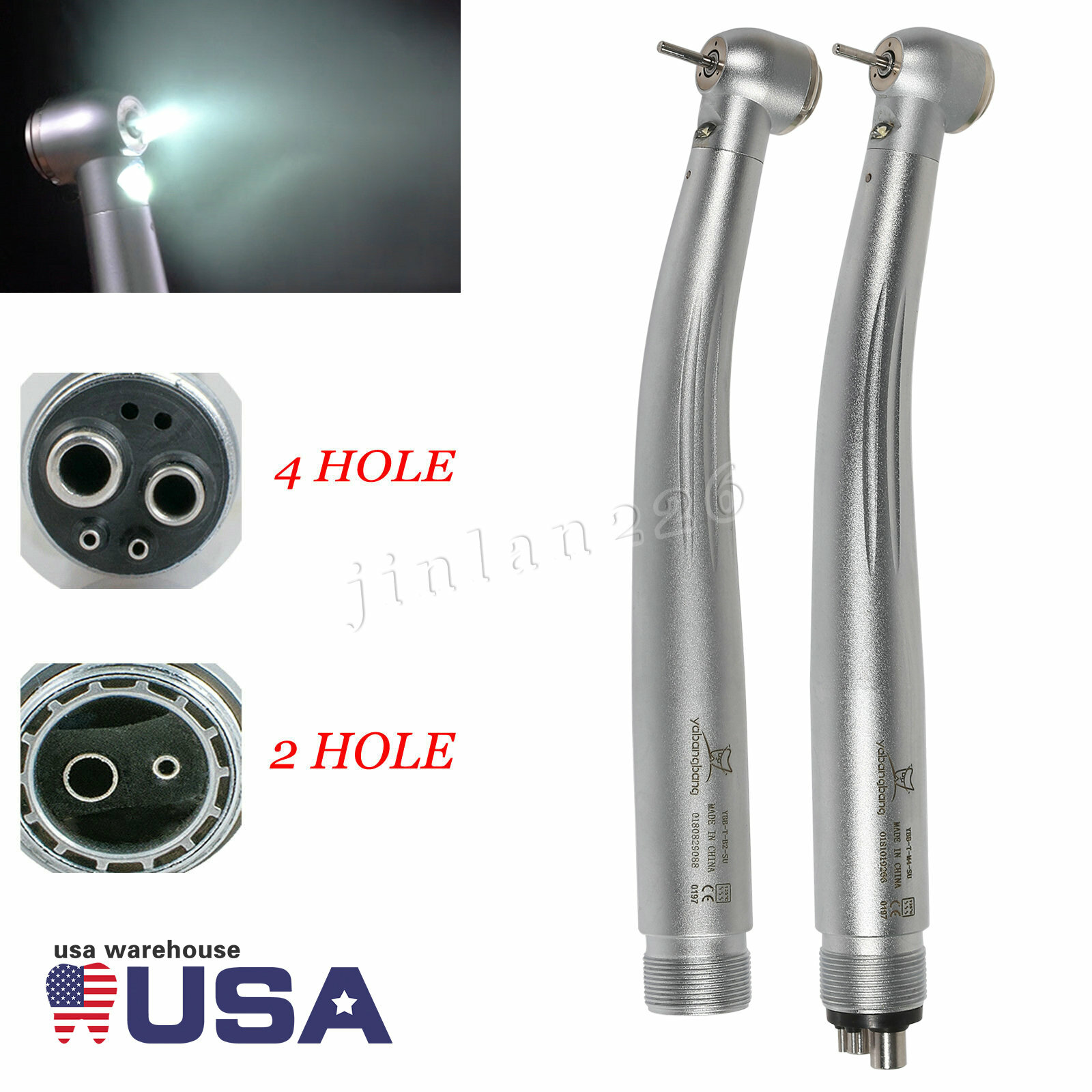 YABANG E-generator Dental LED Fiber Optic High Speed Handpiece 2/4 hole YBM