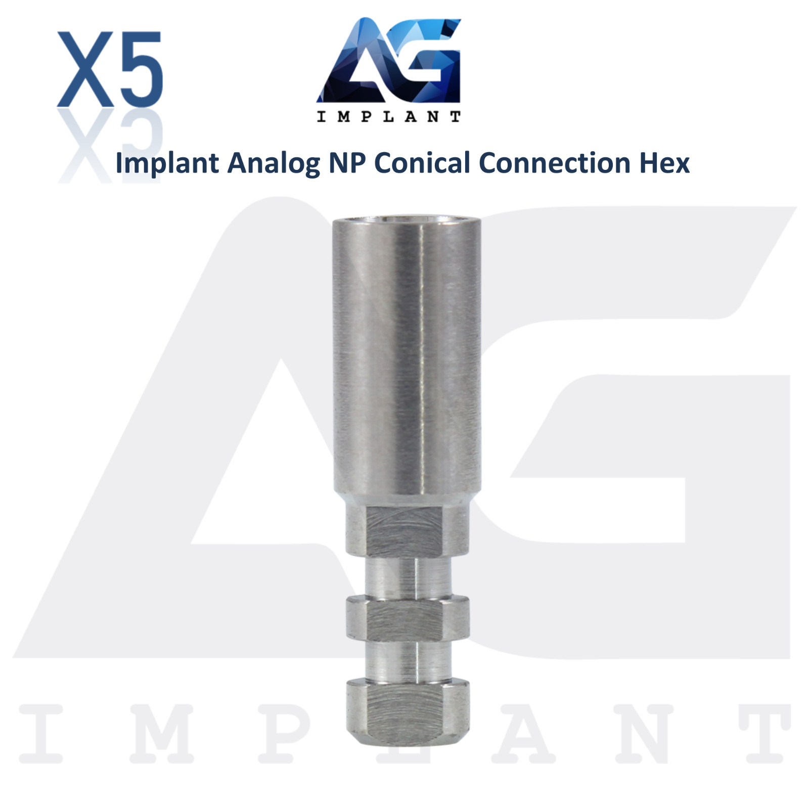 5x Fixture Analog Narrow Ø3.5mm Conical Connection Hex 2.25mm Dental Lab